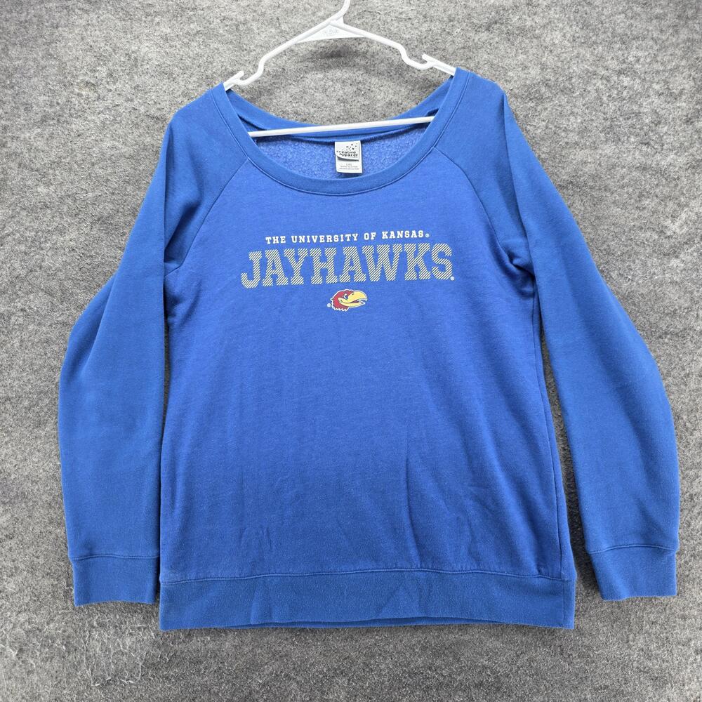 Kansas Jayhawks Sweatshirt Womens Large Blue NCAA Basketball Creative Apparel